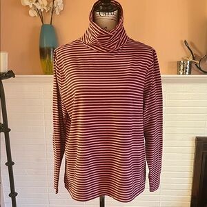 Talbots Striped Turtleneck Long Sleeve Top